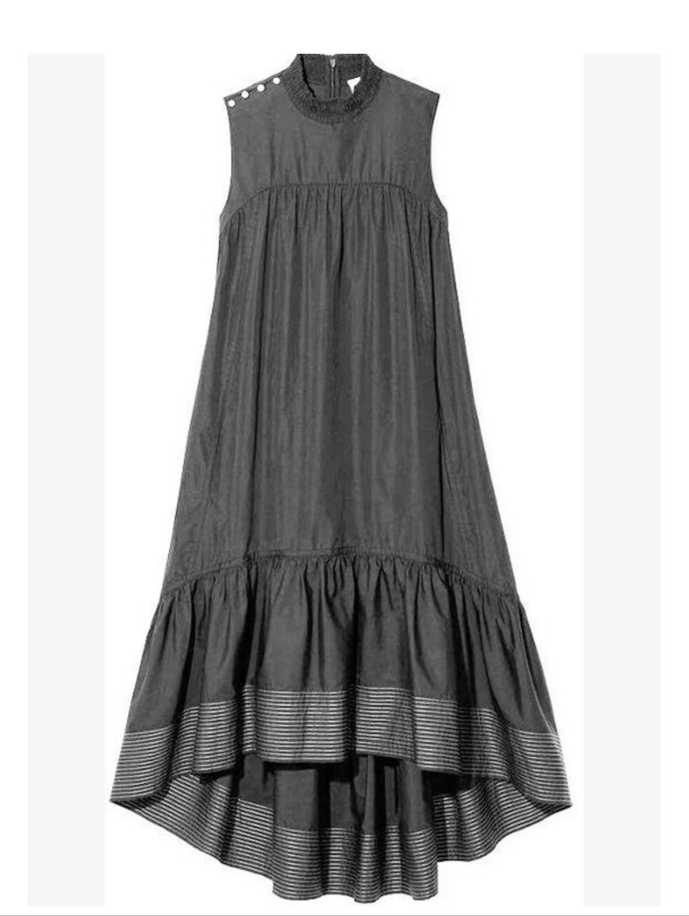 Philip Lim 3 1 Black Midi Ruffle Tent Dress Smock Neck Size 10 NWT